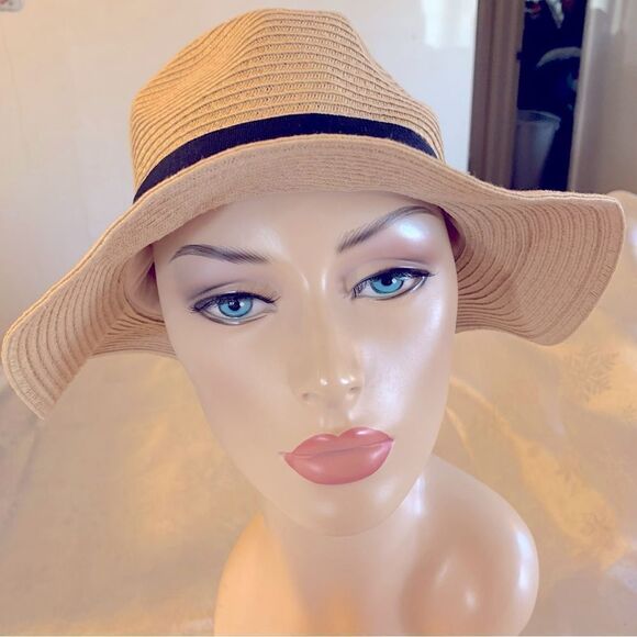 Madewell Packable Straw Hat Stretch Black Hatband S/M Gorgeous - Picture 2 of 6